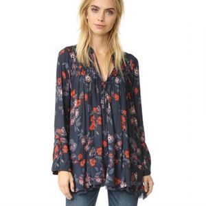 Free People So Fine Blue Floral Tunic